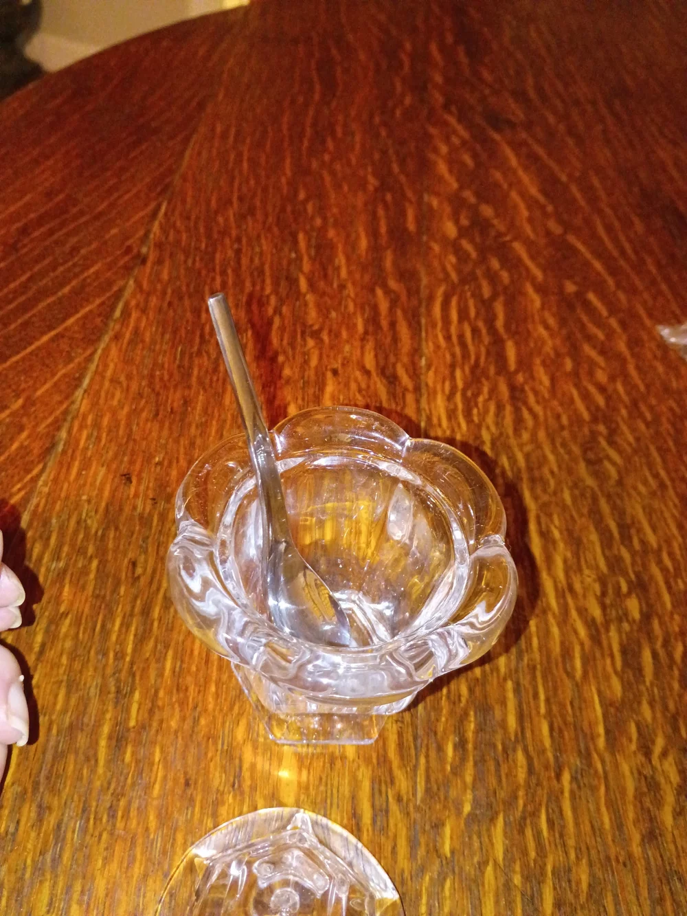 Clear Crystal Glass Sugar Bowl with Lid and Spoon - Transparent